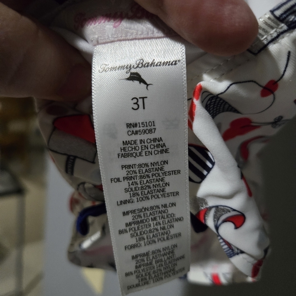 Tommy Bahama Girls Swimsuit 3T Red White - Picture 7 of 7